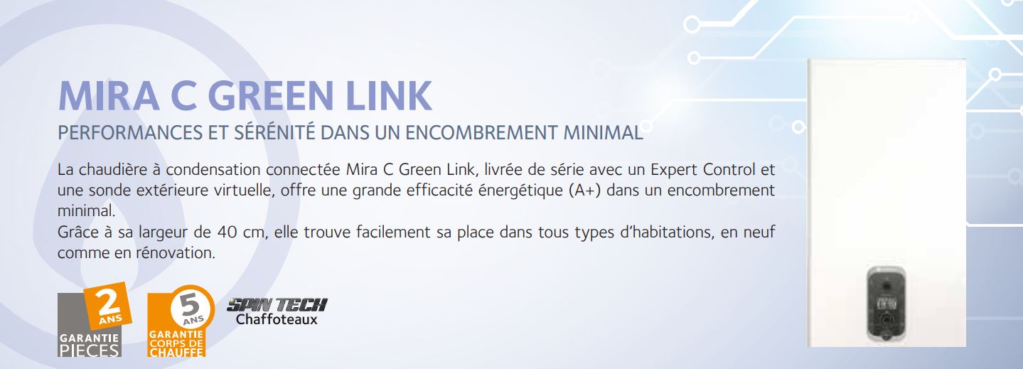 Chaudière-Chaffoteaux Mira C Green Link 25 FF 25 kW semi instantanée évacuation ventouse