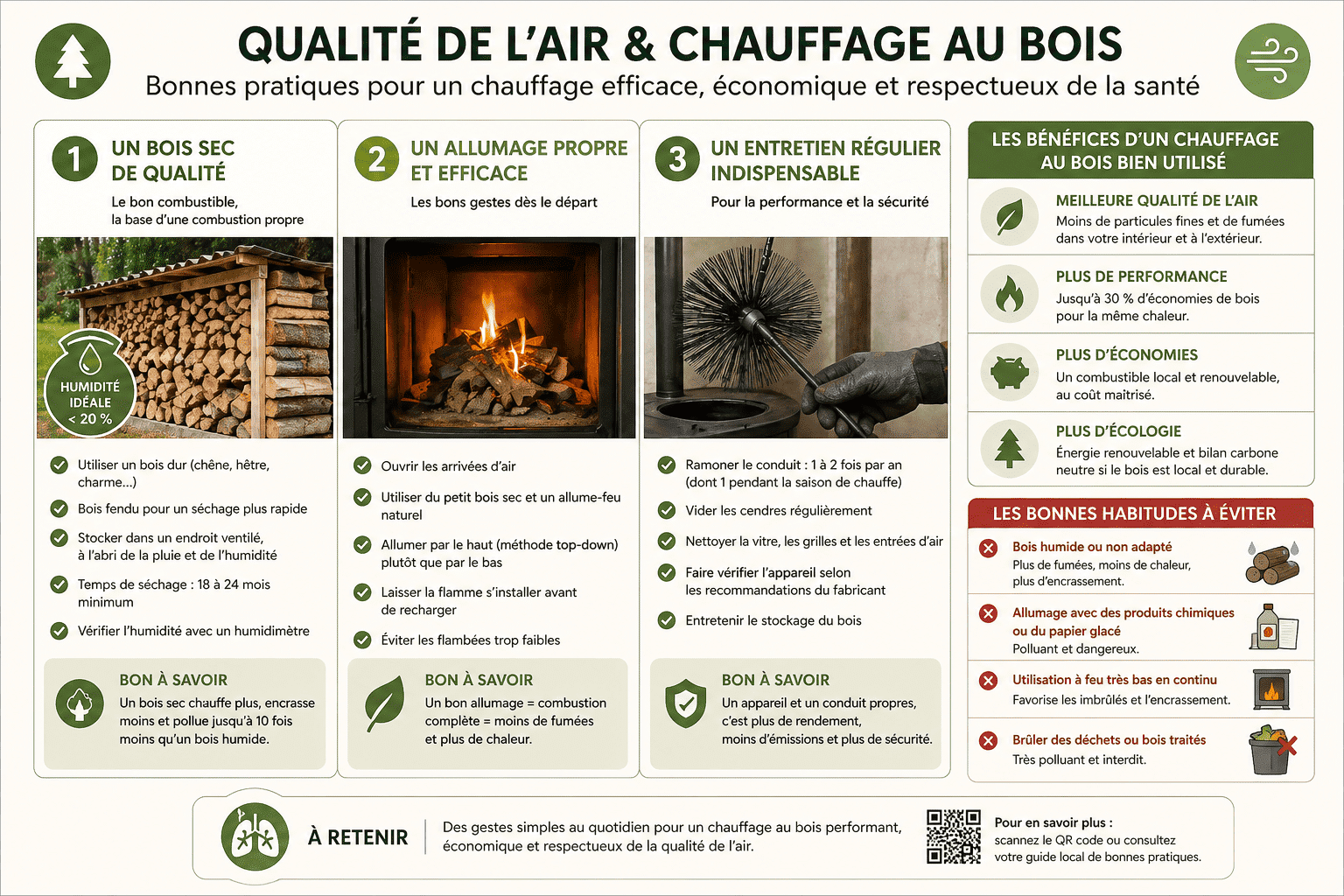 Bonnes pratiques pour un chauffage au bois plus propre et plus efficace