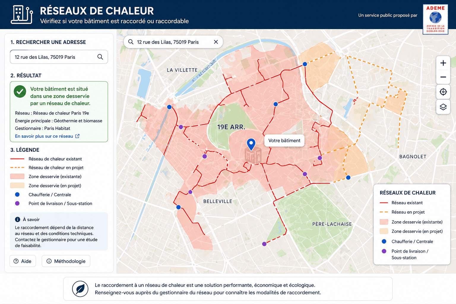 Vérifier si une maison peut être raccordée à un réseau de chaleur sur le site : https://france-chaleur-urbaine.beta.gouv.fr/</strong>